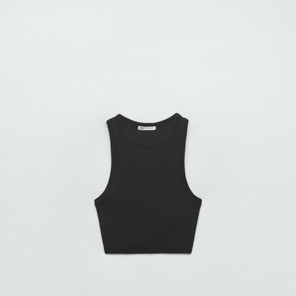 ZARA BASIC Black Crop Top SIZE SMALL
